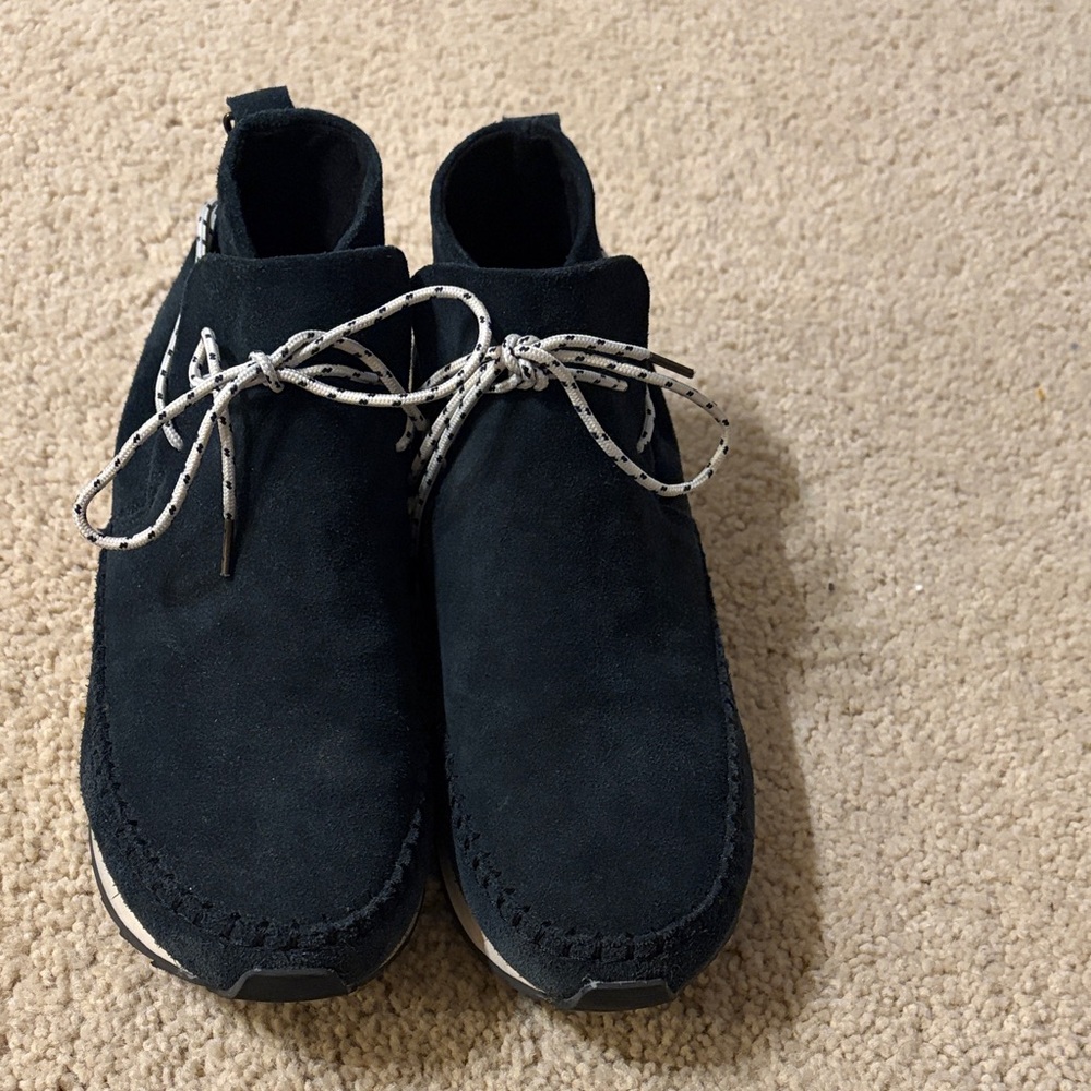 Toms Navy Blue Suede Shoes with White Details